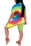 White Fashion Casual adult Ma'am Print Character Two Piece Suits Straight Short Sleeve Two Pieces
