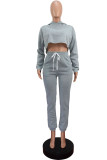 Black Casual Solid Patchwork Hooded Collar Long Sleeve Regular Sleeve Short Two Pieces