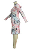 Decorative pattern Street hooded Letter Print Plus Size