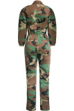 Camouflage Casual Print Long Sleeve Turndown Collar