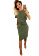 Green Brief Cute O-Neck Short Sleeve Princess dress Knee Length Club Dresses