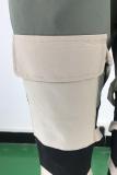 Army Green Elastic Fly Sleeveless Mid bandage Solid Patchwork Harlan pants Pants Pants