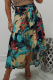 Blue Sexy Print Patchwork Loose Mid Waist Wide Leg Full Print Bottoms