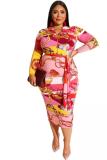 White Fashion Sexy adult Turndown Collar Print Zippered