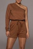 Pink Casual Solid Patchwork Asymmetrical Oblique Collar Long Sleeve Two Pieces
