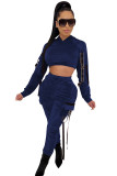 Red Casual Solid Patchwork Two Piece Suits pencil Long Sleeve