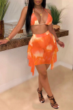 Pink Sexy Print Patchwork Swimwears