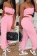 Pink Casual Sportswear Solid Backless Strapless Sleeveless Two Pieces