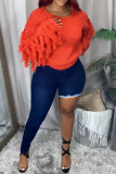 Dark Blue Fashion Sexy Solid Asymmetrical High Waist Skinny Jeans