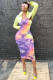 Green Street Fashion adult Two Piece Suits Button Print A-line skirt Long Sleeve Two-Piece Dres