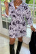 Black Street Print Patchwork Turndown Collar Shirt Dress Dresses