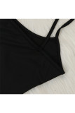 Black Network Sexy Patchwork Solid Hip skirt Long Sleeve Two-Piece Dress