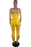 rose red Fashion Sexy stringy selvedge Patchwork Solid Sleeveless Wrapped Jumpsuits