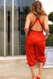 Red Fashion Sexy Solid Patchwork Sleeveless V Neck 