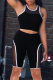 Black Casual Solid Patchwork U Neck Sleeveless Two Pieces