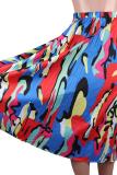 Pink Elastic Fly High camouflage Asymmetrical Draped Pleated skirt Capris Skirts