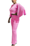Blue Fashion adult Ma'am OL Solid Two Piece Suits Straight Three Quarter Two Pieces