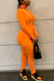 Red Casual Spandex Pit Article Fabrics Solid Fold Pants Zipper Collar Skinny Jumpsuits