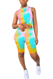 purple Fashion Sexy Print Two Piece Suits Straight Sleeveless Two Pieces