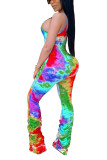 multicolor Fashion Sexy Draped Patchwork Print Sleeveless Slip 