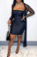 Black Fashion Sexy Solid Long Sleeve Two Pieces