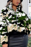 Multicolor Fashion Casual Print Basic Mandarin Collar Outerwear