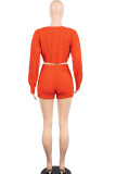 Green Wool Europe and America Solid Two Piece Suits pencil Long Sleeve Two-Piece Short Set