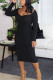 Black Sexy Solid Square Collar Sheath Dresses