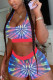 multicolor Fashion Casual adult Ma'am Patchwork Print Two Piece Suits Straight Sleeveless Two Pieces