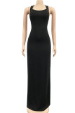 Black Milk. Fashion Sexy adult Ma'am Tank Sleeveless Square Step Skirt Floor-Length Solid backless Dresses