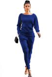 White Casual Fashion Slim fit Solid Two Piece Suits Patchwork pencil Long Sleeve