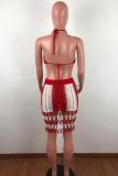 Khaki Sexy Fashion adult Geometric Two Piece Suits HOLLOWED OUT Patchwork Hole Regular Sleeveles