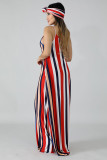 Red Chemical fiber blend Fashion adult Sexy Off The Shoulder Sleeveless Slip Swagger Ankle-Length backle