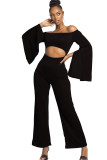 White Sexy Patchwork Solid Ruffled Long Sleeve one word collar Jumpsuits