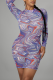 Purple Sexy Character Patchwork O Neck Pencil Skirt Dresses