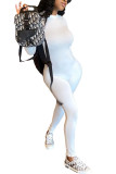 White Fashion Sexy Adult Solid O Neck Skinny Jumpsuits