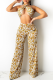 White Sexy Print Patchwork Halter Sleeveless Two Pieces