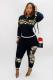 Black Fashion adult Active Camouflage Print Two Piece Suits Patchwork pencil Long Sleeve Two-pi