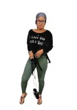 Black Fashion Regular O-Neck Full Patchwork Print Medium and long term Tees & T-shirts