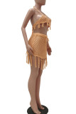 Pink Sexy Geometric Tassel Hollowed Out Swimwears