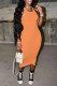 Orange Fashion Casual Solid Basic O Neck Vest Dress