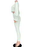 Coffee Casual Party Pit Article Fabrics Solid Bandage O Neck Long Sleeve Flare Sleeve Regular Two Pieces