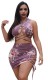 As Show Print Stitching Mid Waist Elastic Waist bandage Two-piece suit