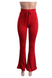 Pink Casual Solid Skinny Bottoms