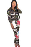 Camouflage Casual Print Long Sleeve Turndown Collar