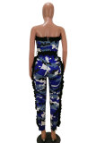 Green Drawstring Mid Patchwork camouflage pencil Pants Jumpsuits & Rompers