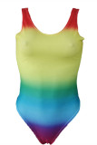 Colour Fashion Sexy Gradual Change Print Backless Swimwears