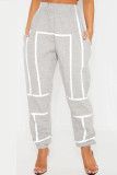 Grey Fashion Casual Solid With Belt High Waist Patchwork Trousers