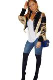 Blue cardigan Embroidery tassel Solid Button Others Long Sleeve 