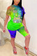 Green Fashion Casual adult Ma'am Patchwork Print Character Tie Dye Two Piece Suits Straight Short Sleeve Two Pieces